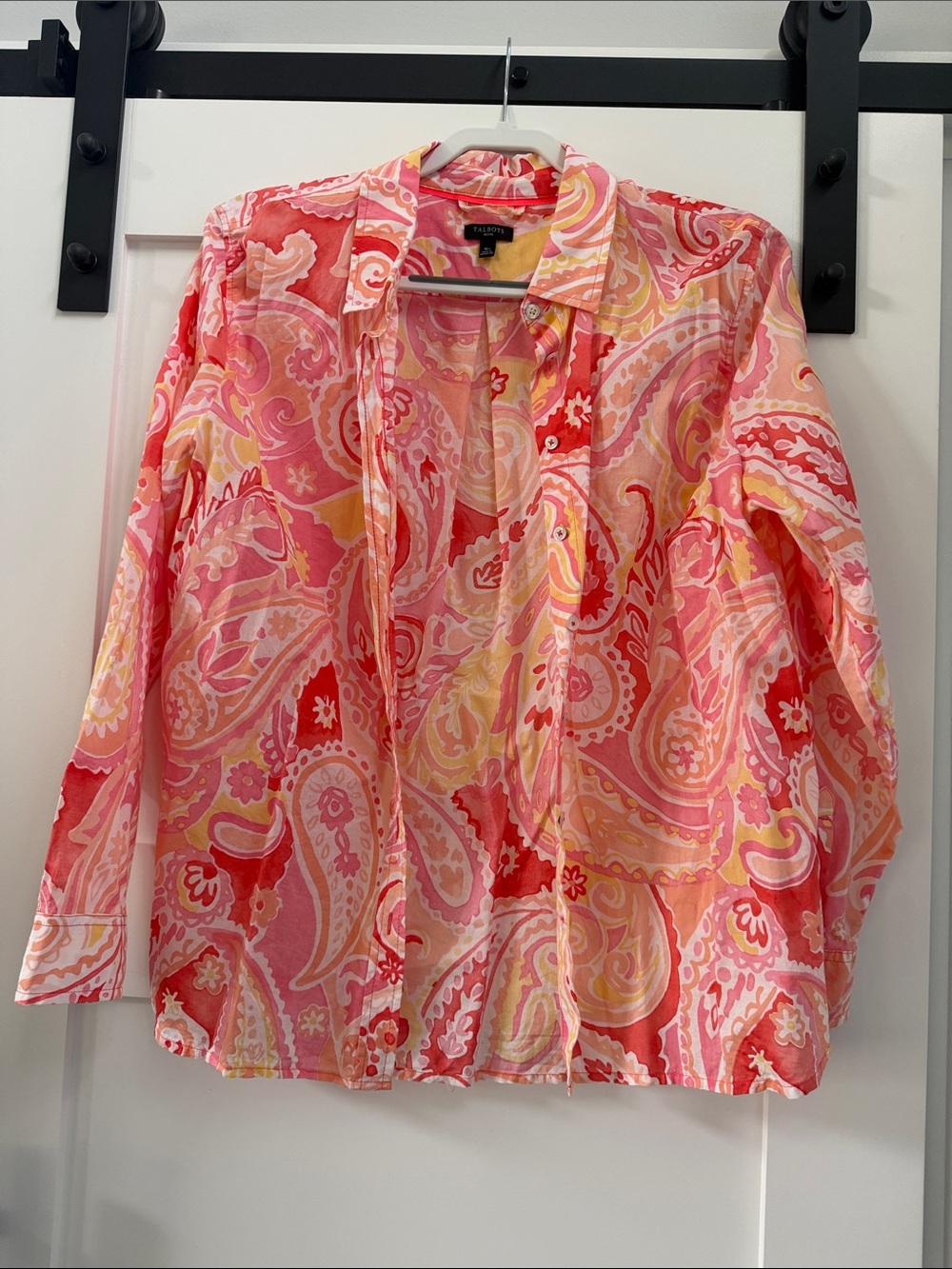 Talbots Coral and Pink Paisley Button-Down Shirt